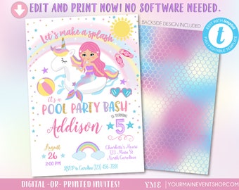 pool party invite etsy