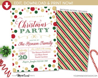 christmas party invitations etsy