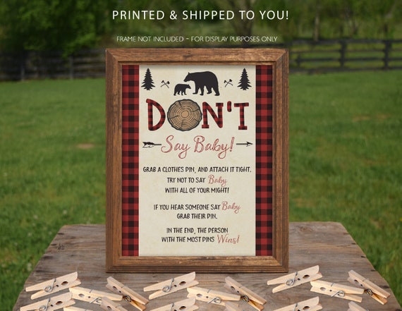 Bear Don't Say Baby Sign Lumberjack Baby Shower Sign Lumberjack Don't Say Baby Sign Lumberjack Baby Shower Games Decorations Sign Poster Il_570xn