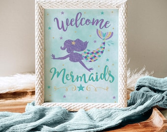 Welcome Mermaids Birthday Party Sign