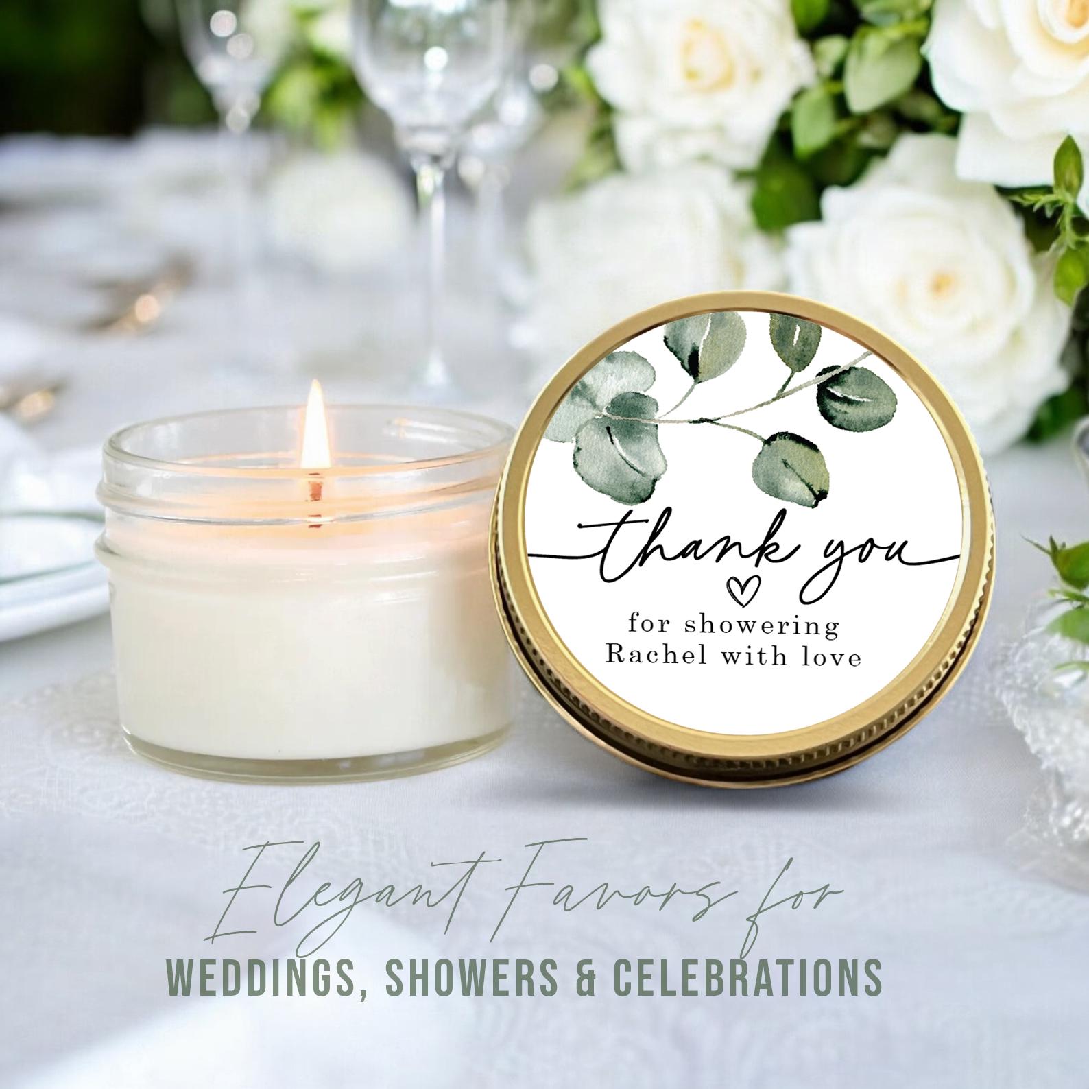 Eucalyptus Bridal Shower Favor Candles, Personalized 4 Oz. Soy Candle ...
