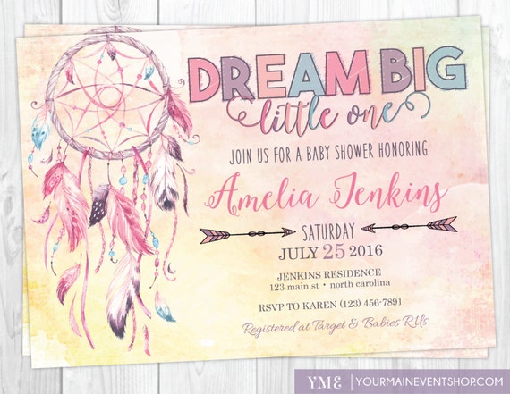 dream big little one baby shower invitations