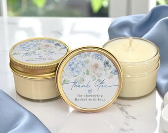 Etwas Blaues Brautdusche Kerze Favors mit Dankeschön-Zeichen, Blumenhochzeitskerzen, über 40 Düfte