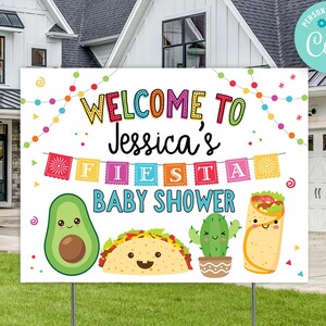 Taco Bout A Baby Shower Fiesta Yard Sign Drive By Drop Off Welcome Sign image 3