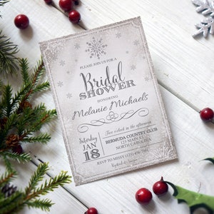 Winter Snowflake Bridal Shower Invitation Printable Wonderland Bridal Invite Christmas Bridal Shower image 5