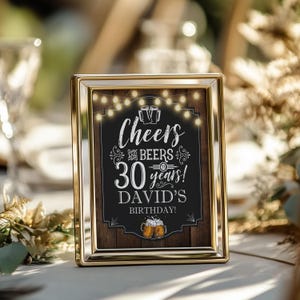 Cheers and Beers Party Willkommensschild | Cheers and Beers bis 30, 40, 50 Jahre | Geburtstagsschild für Erwachsene | Bearbeitbares 8x10 Herzstück