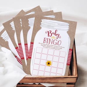 Country Sunflower BabyQ BBQ Baby Shower Game Bingo Instant Download