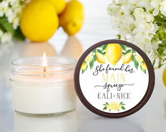Lemon Bridal Shower Candle Favors, Gifts For Weddings, Engagement and Bachelorette Parties - She Found Her Main Squeeze