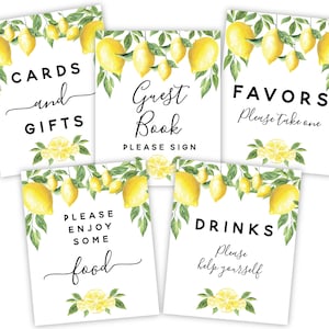 Lemon Party Signs Package For Wedding, Bridal Shower, or Baby Shower