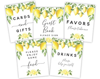 Lemon Party Signs Package For Wedding, Bridal Shower, or Baby Shower