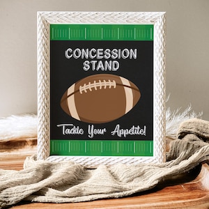Football Sports Concession Stand Baby Shower Sign, "Tackle Your Appetite" Food Table Sign, 8x10 Instant Download, Sports Theme Decoration