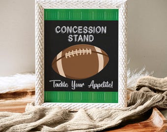 Football Sports Concession Stand Baby Shower Sign, Tackle Your Appetite Food Table Sign