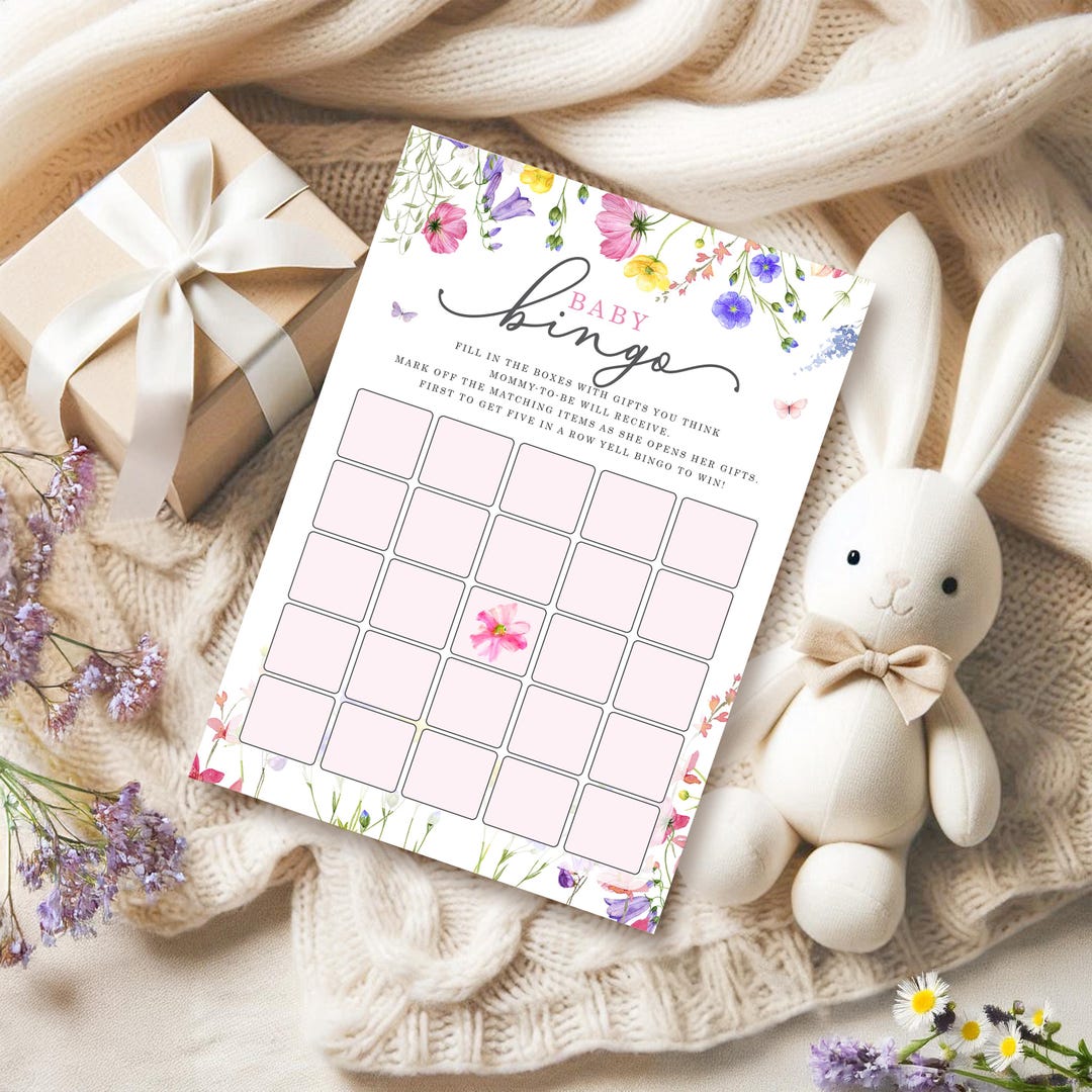 Wildflower Floral Baby Shower Game, Bingo Template - Etsy