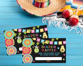 Fiesta Baby Shower Diaper Raffle Ticket Card, Taco Bout A Baby Mexican Baby Shower Raffle Instant Download