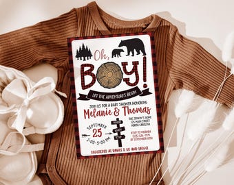 Lumberjack Baby Shower Invitation,
