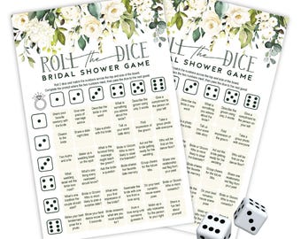 Printed Bridal Shower Roll the Dice Game, Fun Bridal Shower Party Game, Icebreaker Game with Funny and Interactive Prompts for Guests