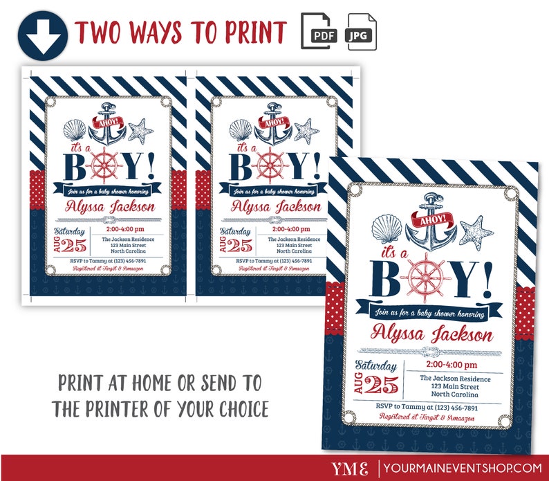 Nautical Baby Shower Invitation Beach Boy Baby Shower Ahoy - Etsy