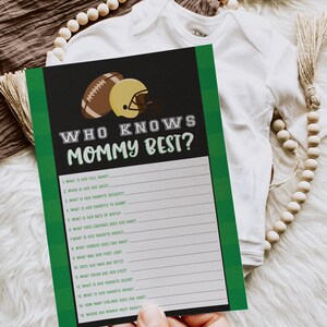 Football Sports Who Knows Mommy Best Baby Shower Game