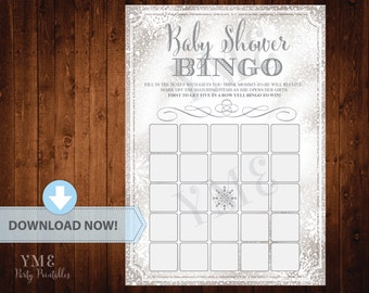 Baby Shower Bingo - Winter Wonderland Bingo - Baby Shower Games - Instant Download # 033