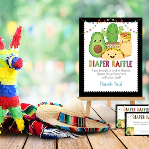 Plantilla de descarga instantánea de letrero, tarjeta y boleto para rifa de pañales Fiesta Taco Bout A Baby: letrero de 8 x 10 y boletos de rifa de 3,5 x 2: plantillas Corjl