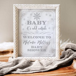 Snowflake Winter Wonderland Baby Shower Decorations Welcome Sign