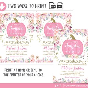 Pink Fall Pumpkin Baby Shower Invitation Fall Baby Shower - Etsy