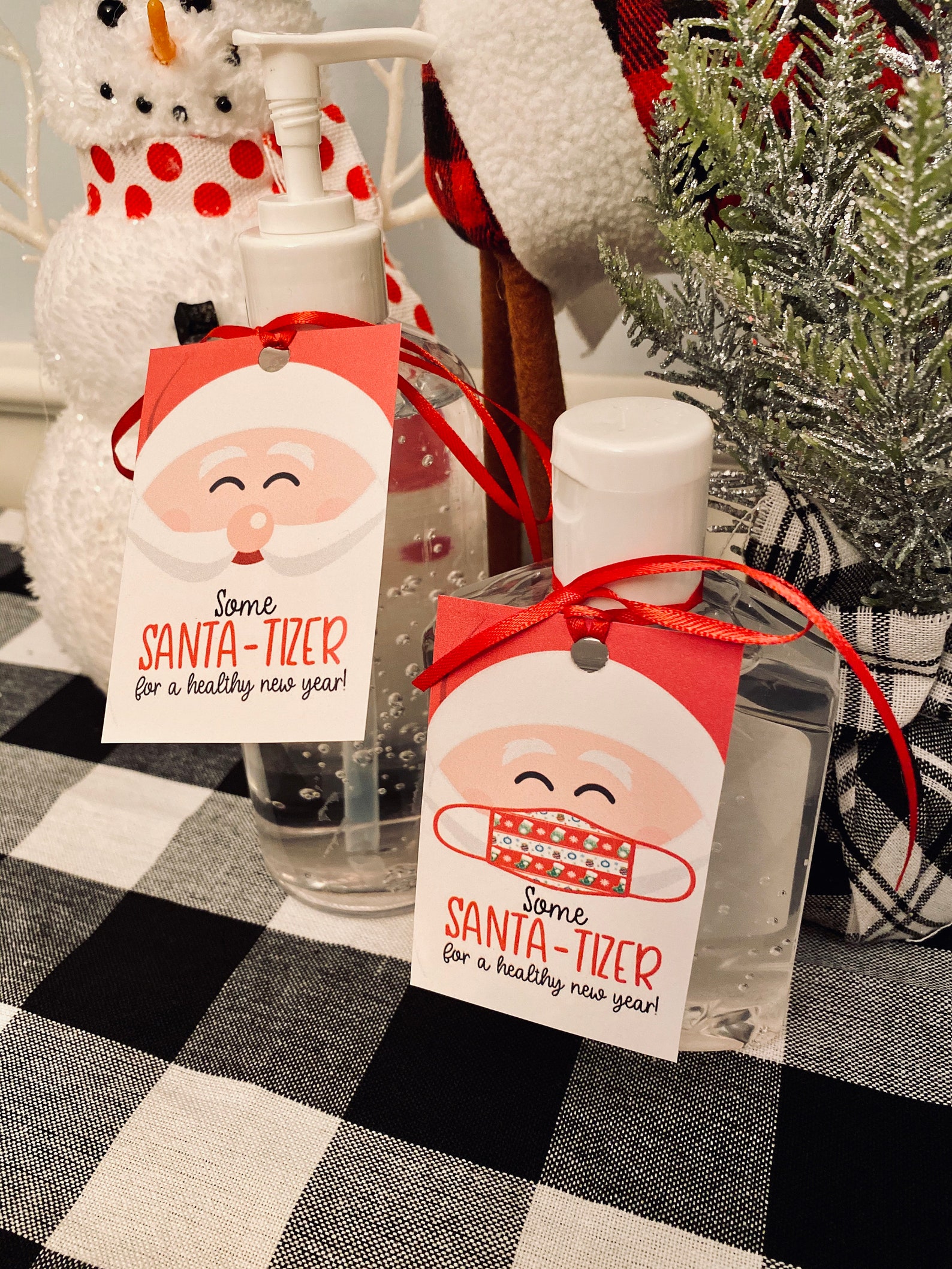Customizeable Santa-tizer Printable Hand Sanitizer Tags Easy | Etsy