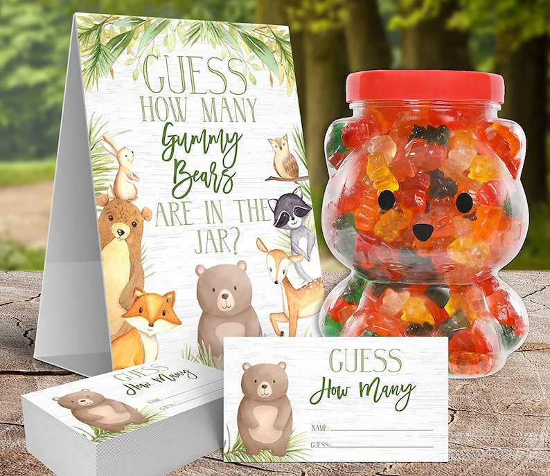 Guess How Many Gummy Bears Woodland Game for Baby Shower or | Etsy