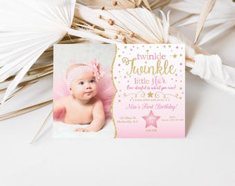 Twinkle Twinkle Little Star Zaproszenie urodzinowe