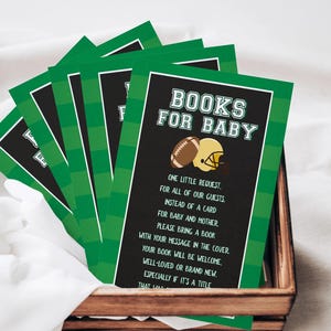 Football Tailgate Baby Shower Book Request Cards, 3.5x5 Editable Corjl Template, Instant Download