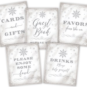 Winter Snowflake Baby Shower Party Signs Package