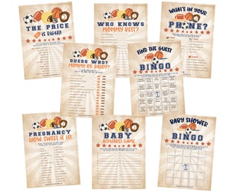 All Star Sports Baby Shower Games Set Bundle