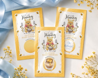 Printed Winnie The Pooh A Little Hunny Is On The Way Scratch Off Baby Shower Game