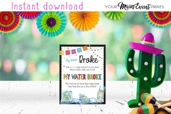 Water Broke Frozen Baby Game Fiesta Baby Shower Party Game, Taco Bout A Baby Decorations Il_570xn