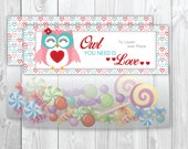 Owl Valentine's Treat Bag Topper - Heart Valentine - Owl You Need Is Love Il_170x135