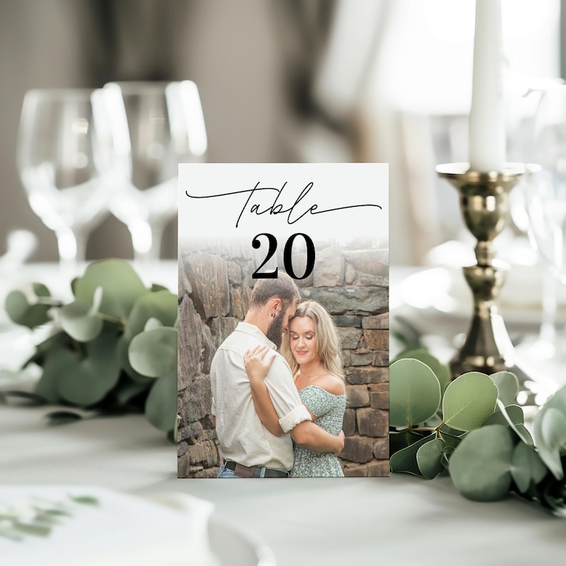 Números de mesa con fotos impresas para bodas imagen 4