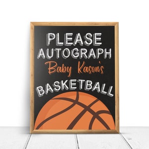 Basketball Sports Autograph Baby Shower Poster Sign Printable Decorations