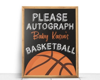 Basketball Sports Autograph Baby Shower Poster Sign Printable Decorations