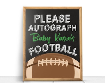Football Sports Autograph Baby Shower Poster Sign Printable Decorations