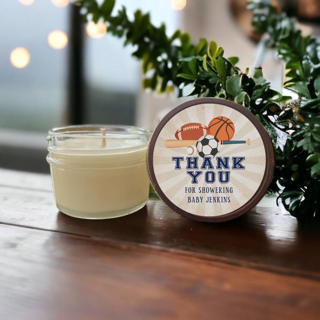 Sports Baby Shower Favor: Personalized 4 Oz Soy Candle - Etsy