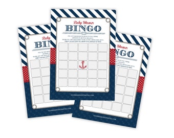 Nautical Beach Baby Shower Game Bingo Instant Download, Ideas For Boy Baby Shower Activities