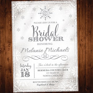 Winter Snowflake Bridal Shower Invitation Printable Wonderland Bridal Invite Christmas Bridal Shower image 4