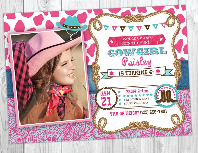 Cowgirl Birthday Invitation Cowgirl Invitation Country | Etsy