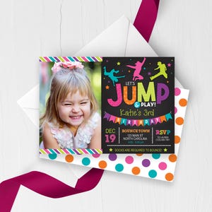 Trampoline Jump Birthday Invitation With Photo