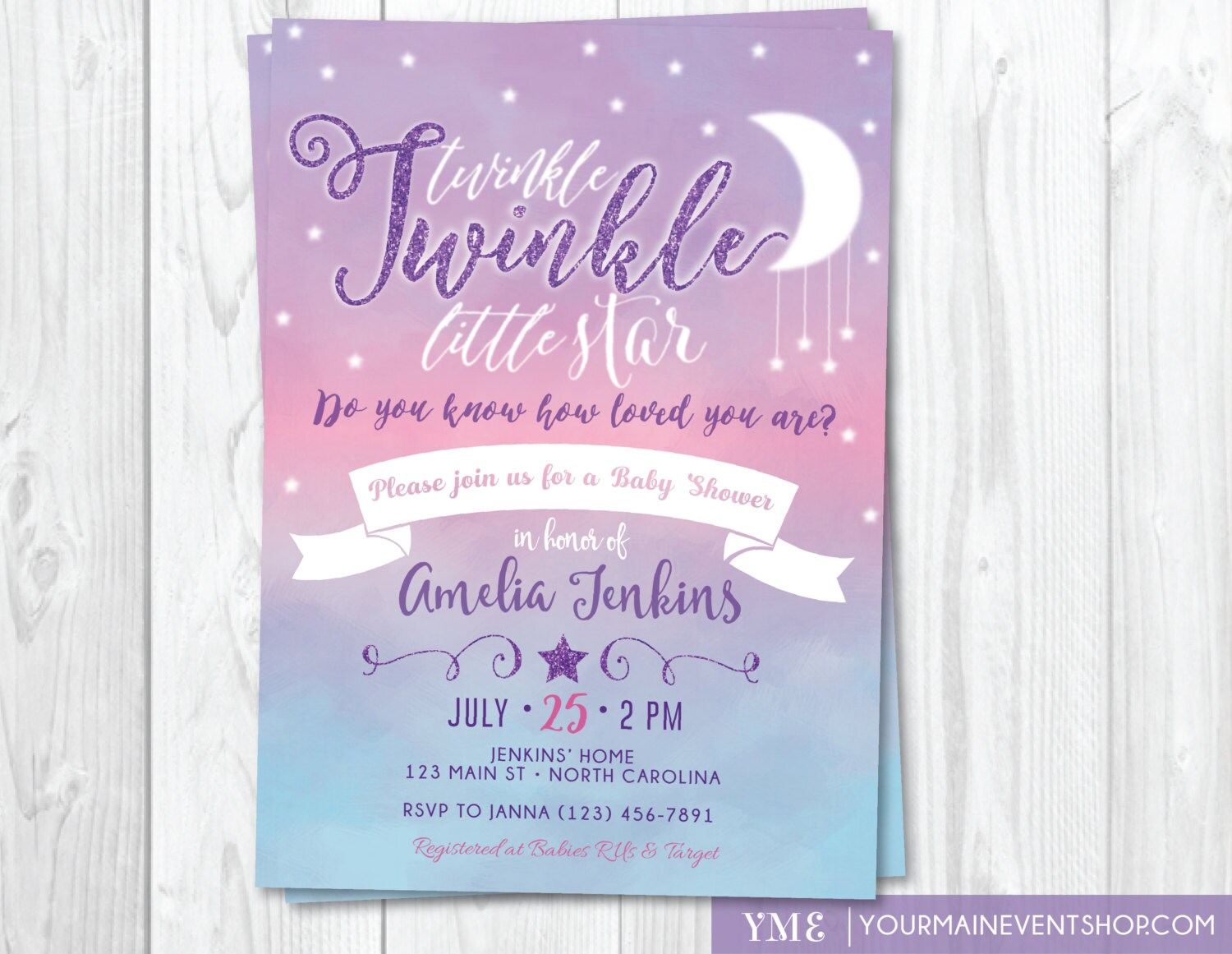 twinkle twinkle little star baby shower invitation twinkle twinkle