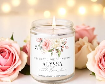 Vela de soja personalizada, detalle floral para despedida de soltera, regalo para anfitriona