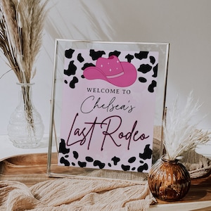 Last Rodeo Cowgirl Bachelorette Party Welcome Sign Printable Decorations