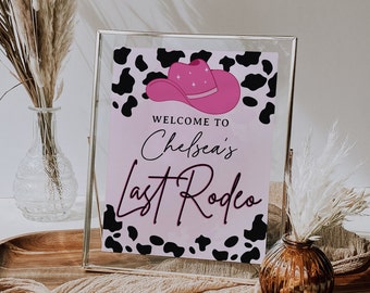 Last Rodeo Cowgirl Bachelorette Party Welcome Sign Printable, Bridal Shower Decorations