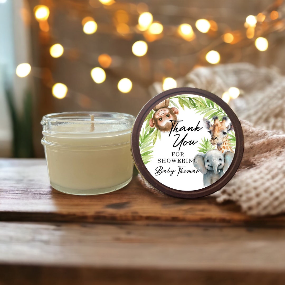 Safari Animal Baby Shower Favor: Personalized Soy Candle (4 Oz) - Etsy