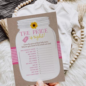 Country Sunflower BabyQ BBQ Baby Shower Game, The Price Is Right